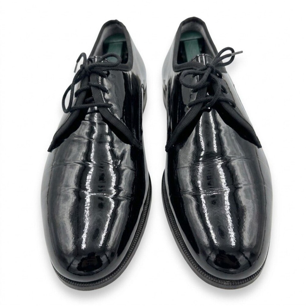 Vito Rufolo Mens 9 D Black Patent Leather Tuxedo Oxford Dress Shoes Formal Italy